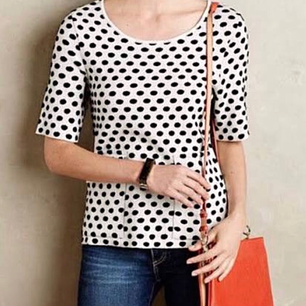 Anthropologie Moth black white polka dot top - Picture 2 of 6